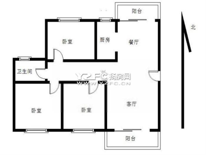 紫阳苑多层三楼邗实精装有暖气三房有钥匙靠万达广场