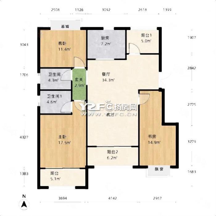 京华城怡景苑 御景苑飞机户 精装 南北通透 落地大窗 采光好 